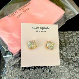 Kate Spade square studs in Opal Glitter NWT